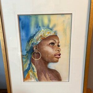 Original artist signed watercolor Pierrette Desrochers Canadian artist